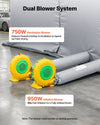 VEVOR Inflatable Paint Booth, 28 x 15 x 10 ft, Portable Spray Booth with 750W+950W Blowers, Large Filter Cotton, Changing Area, Arched Roof Painting Tent for Mid-Size Pickup, Large Furniture, Gray