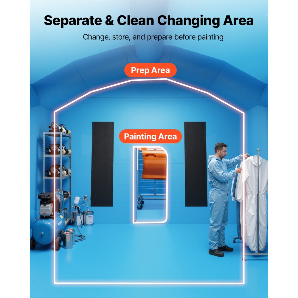 VEVOR Inflatable Paint Booth, 33 x 20 x 13 ft, Portable Spray Booth with 950W+1100W Blowers, Large Filter Cotton, Changing Area, Arched Roof Painting Tent for Full-Size Pickup Truck, Small Speedboat