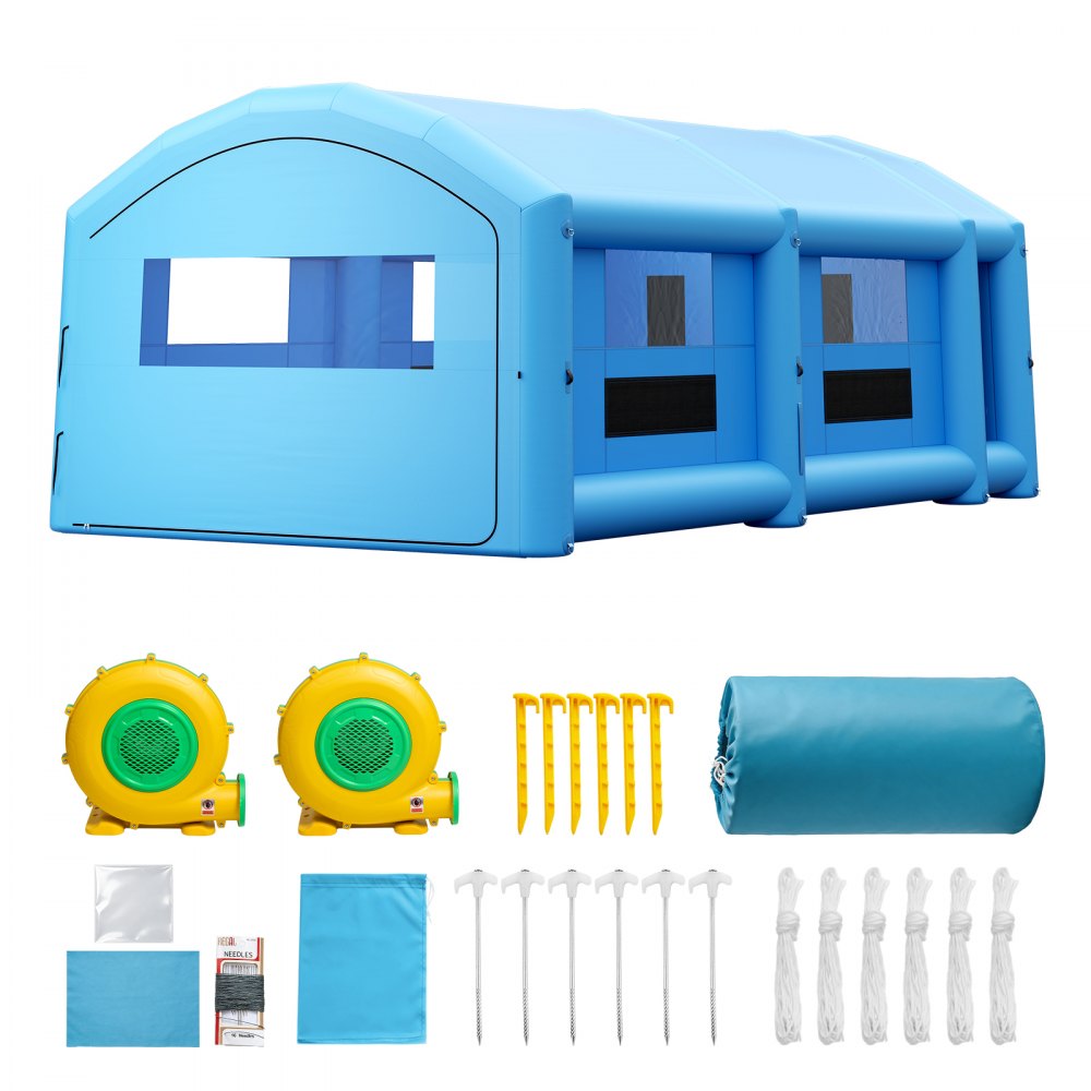 VEVOR Inflatable Paint Booth, 33 x 20 x 13 ft, Portable Spray Booth with 950W+1100W Blowers, Large Filter Cotton, Changing Area, Arched Roof Painting Tent for Full-Size Pickup Truck, Small Speedboat