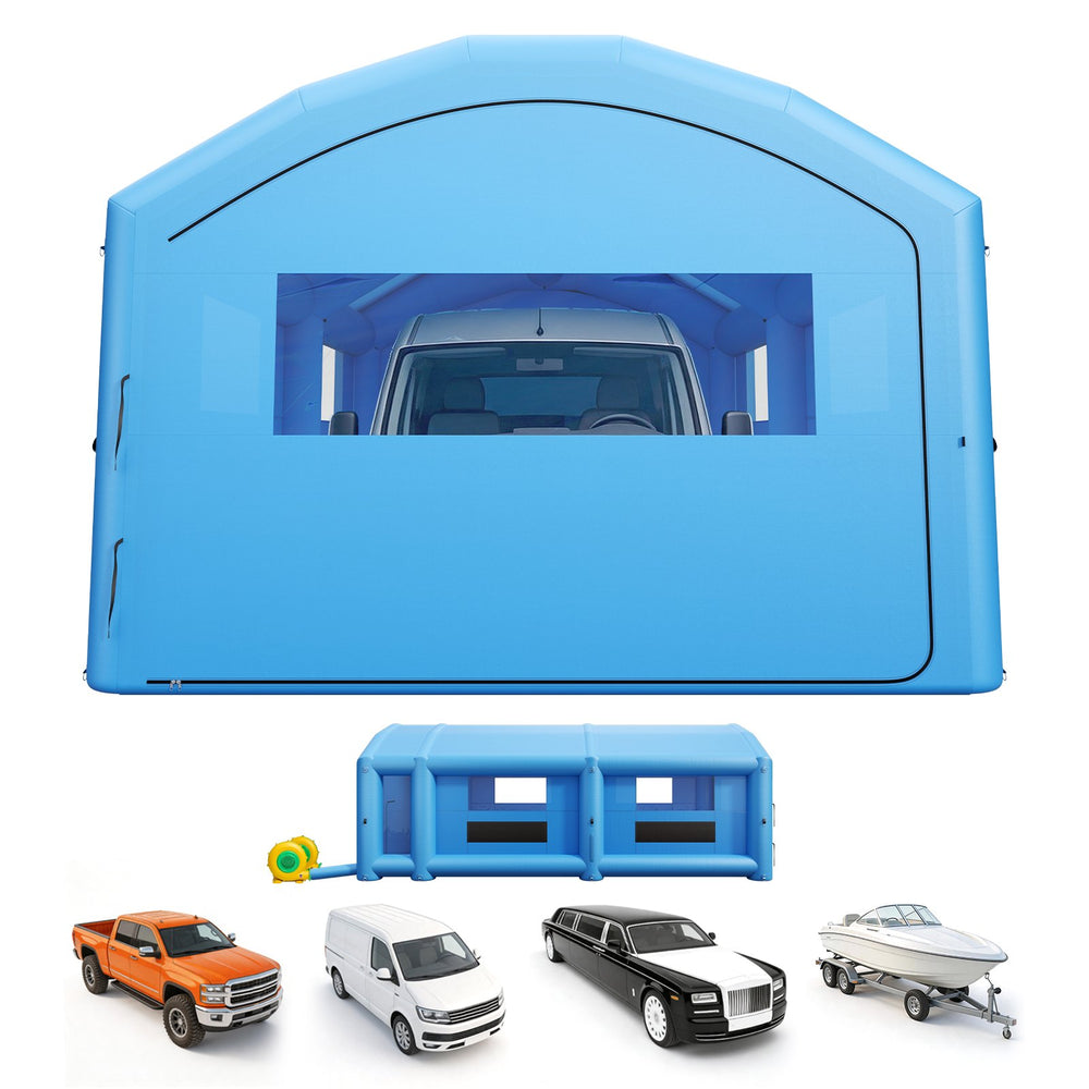 VEVOR Inflatable Paint Booth, 33 x 20 x 13 ft, Portable Spray Booth with 950W+1100W Blowers, Large Filter Cotton, Changing Area, Arched Roof Painting Tent for Full-Size Pickup Truck, Small Speedboat