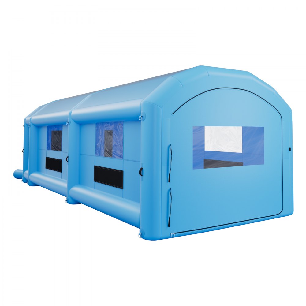 VEVOR Inflatable Paint Booth, 39 x 16 x 13 ft, Portable Spray Booth with 950W+1100W Blowers, Large Filter Cotton, Changing Area, Arched Roof Painting Tent for Heavy-Duty Pickup Truck and Van, Blue