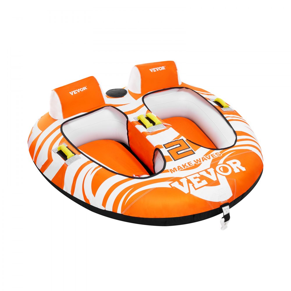VEVOR Towable Tubes for Boating 2 Person, Inflatable Boat Tubes and Towables with 2 Cockpits, 340lbs Water Sport Tubes for Boat to Pull - with 840D Full Nylon Cover, Padded Grab Handles & Safety Valve