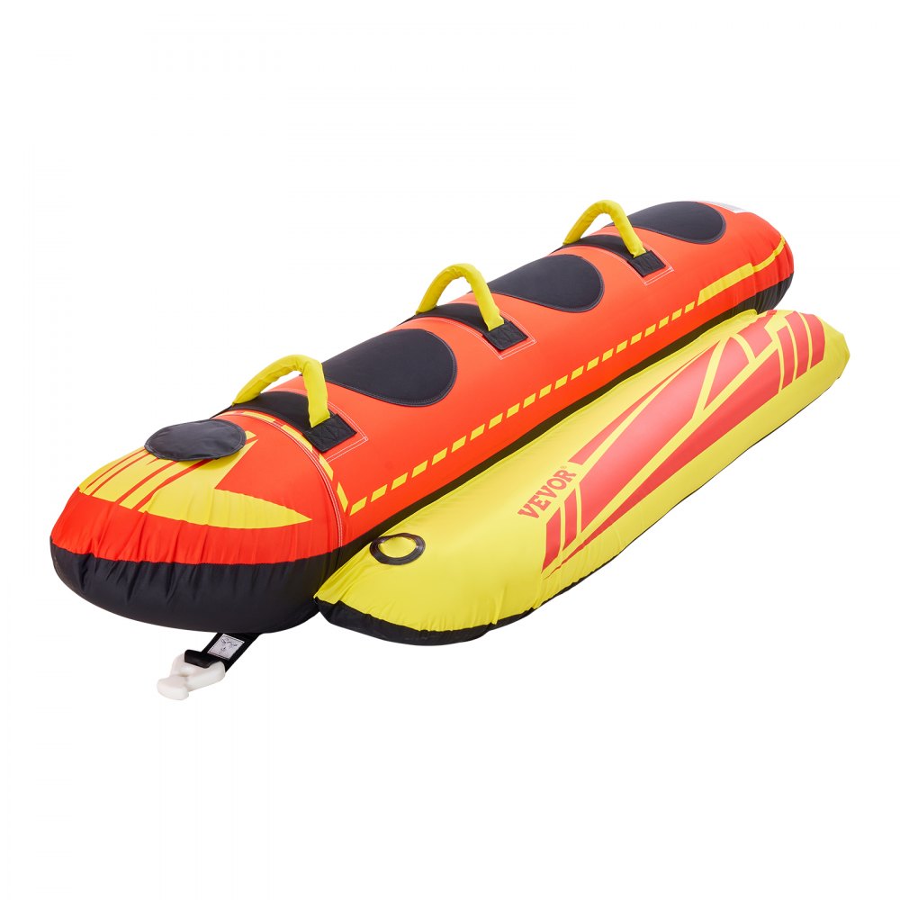 VEVOR Towable Tubes for Boating, 1-3 Riders Inflatable Boat Tubes and Towables, 510lbs Capacity Hot Dog Water Sport Tube for Boat to Pull - with Full Nylon Cover, Padded Handles & Speed Safety Valve