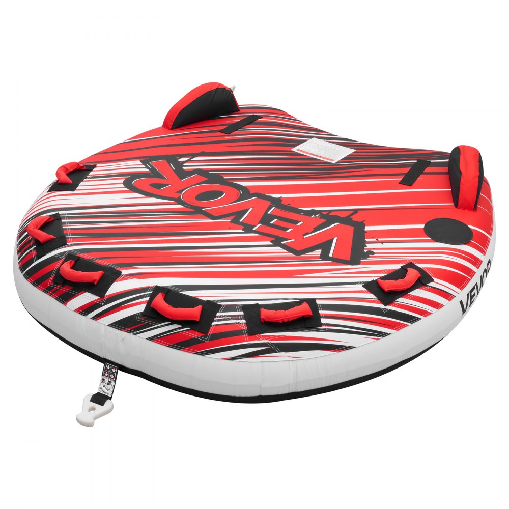 VEVOR Towable Tube for Boating, 3 Riders Inflatable Boat Tubes and Towables, 510 lbs Capacity Water Sport Towable Tube for Boat to Pull - with Fins, Full Nylon Cover, Padded Handles & Safety Valve