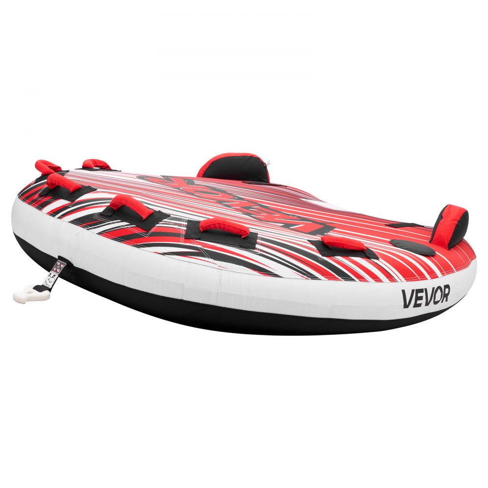 VEVOR Towable Tube for Boating, 3 Riders Inflatable Boat Tubes and Towables, 510 lbs Capacity Water Sport Towable Tube for Boat to Pull - with Fins, Full Nylon Cover, Padded Handles & Safety Valve