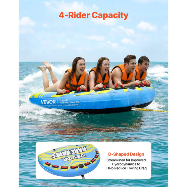 Vevor Towable Tube 4-Rider Inflatable Boat Tube New – FactoryPure