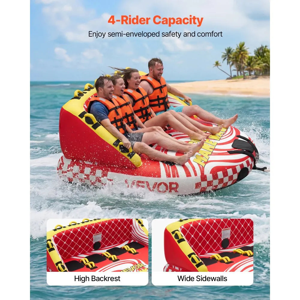 Vevor Towable Tube 4-Rider Inflatable Boat Tube New – FactoryPure