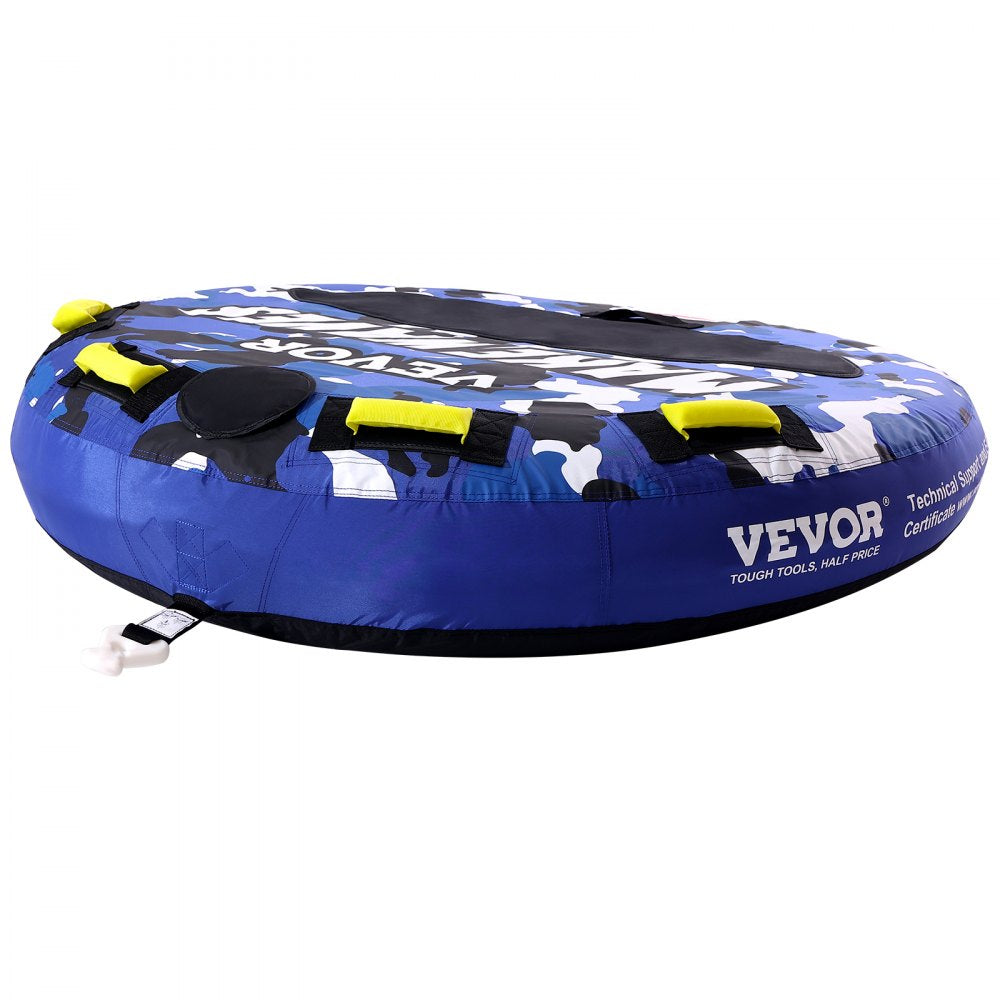 VEVOR Towable Tube for Boating, 340 lbs, 1-2 Riders Inflatable Boat Tubes and Towables, 51.8" Round Water Sport Towable Tube for Boat to Pull, Full Nylon Cover, EVA Grab Handles and Speed Safety Valve