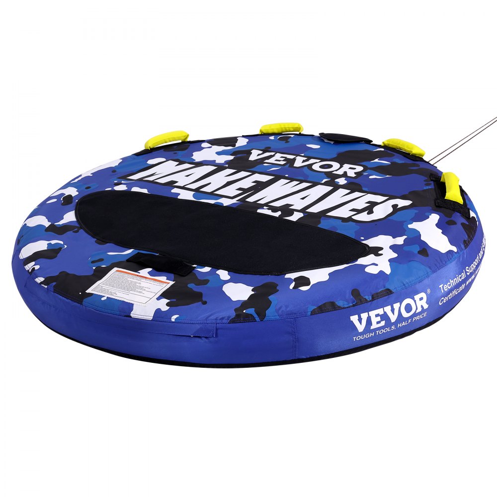 VEVOR Towable Tube for Boating, 340 lbs, 1-2 Riders Inflatable Boat Tubes and Towables, 51.8" Round Water Sport Towable Tube for Boat to Pull, Full Nylon Cover, EVA Grab Handles and Speed Safety Valve