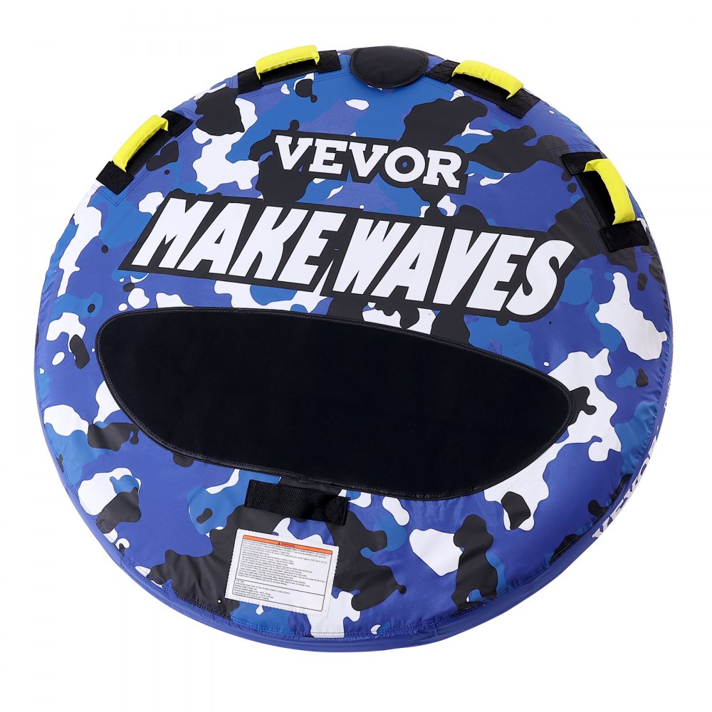 VEVOR Towable Tube for Boating, 340 lbs, 1-2 Riders Inflatable Boat Tubes and Towables, 51.8" Round Water Sport Towable Tube for Boat to Pull, Full Nylon Cover, EVA Grab Handles and Speed Safety Valve