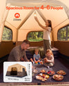 VEVOR Camping Tent, 6 Person Inflatable Cabin Tent with Rechargeable Pump, TPU Air Tube & 4 Large Mesh Windows, Portable Easy Setup Waterproof with Carry Bag for Family Outdoor Camping & Hiking, Beige