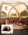 VEVOR Camping Tent, 8 Person Inflatable Cabin Tent with Rechargeable Pump, TPU Air Tube & 4 Large Mesh Windows, Portable Easy Setup Waterproof with Carry Bag for Family Outdoor Camping & Hiking, Beige