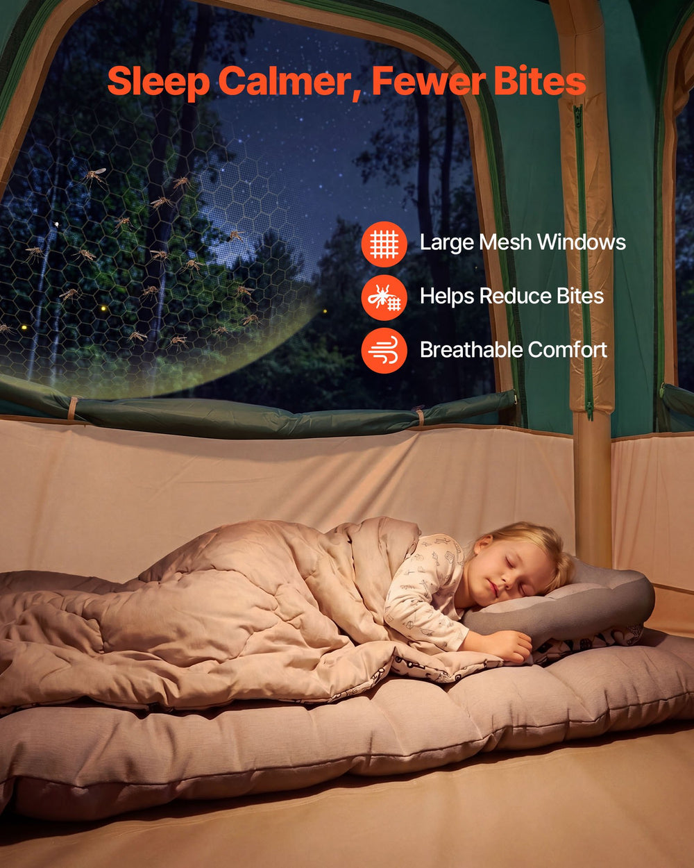 VEVOR Camping Tent, 4 Person Inflatable Cabin Tent with Rechargeable Pump, TPU Air Tube & 5 Large Mesh Windows, Portable Easy Setup Waterproof with Carry Bag for Family Outdoor Camping & Hiking, Green