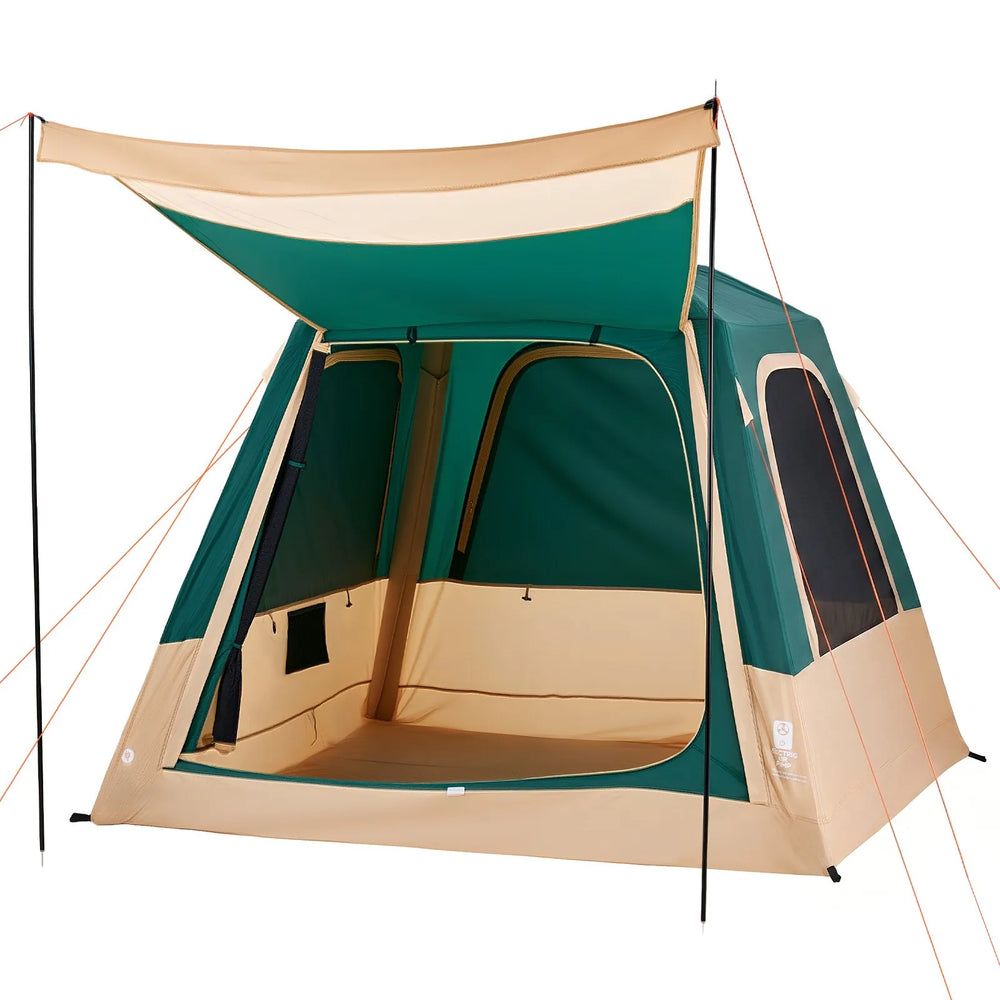 VEVOR Camping Tent, 4 Person Inflatable Cabin Tent with Rechargeable Pump, TPU Air Tube & 5 Large Mesh Windows, Portable Easy Setup Waterproof with Carry Bag for Family Outdoor Camping & Hiking, Green