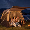 VEVOR Camping Tent, 4 Person Inflatable Cabin Tent with Rechargeable Pump, TPU Air Tube & 5 Large Mesh Windows, Portable Easy Setup Waterproof with Carry Bag for Family Outdoor Camping & Hiking, Beige