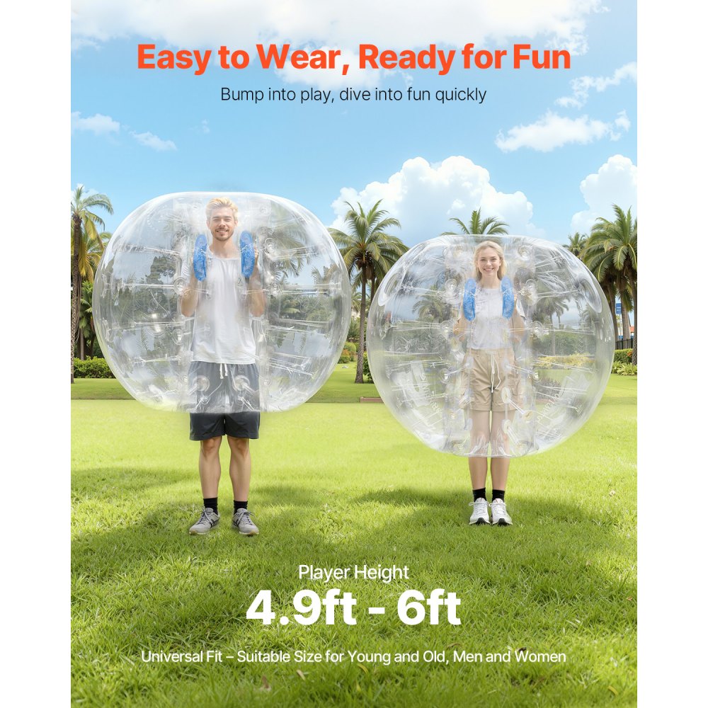 VEVOR Inflatable Bumper Ball 1-Pack, 5FT/1.5M Body Sumo Zorb Balls for Teen & Adult, 0.8mm Thick PVC Human Hamster Bubble Balls for Outdoor Team Gaming Play, Bumper Bopper Toys for Garden, Yard, Park