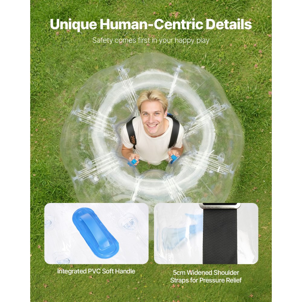 VEVOR Inflatable Bumper Ball 1-Pack, 5FT/1.5M Body Sumo Zorb Balls for Teen & Adult, 0.8mm Thick PVC Human Hamster Bubble Balls for Outdoor Team Gaming Play, Bumper Bopper Toys for Garden, Yard, Park
