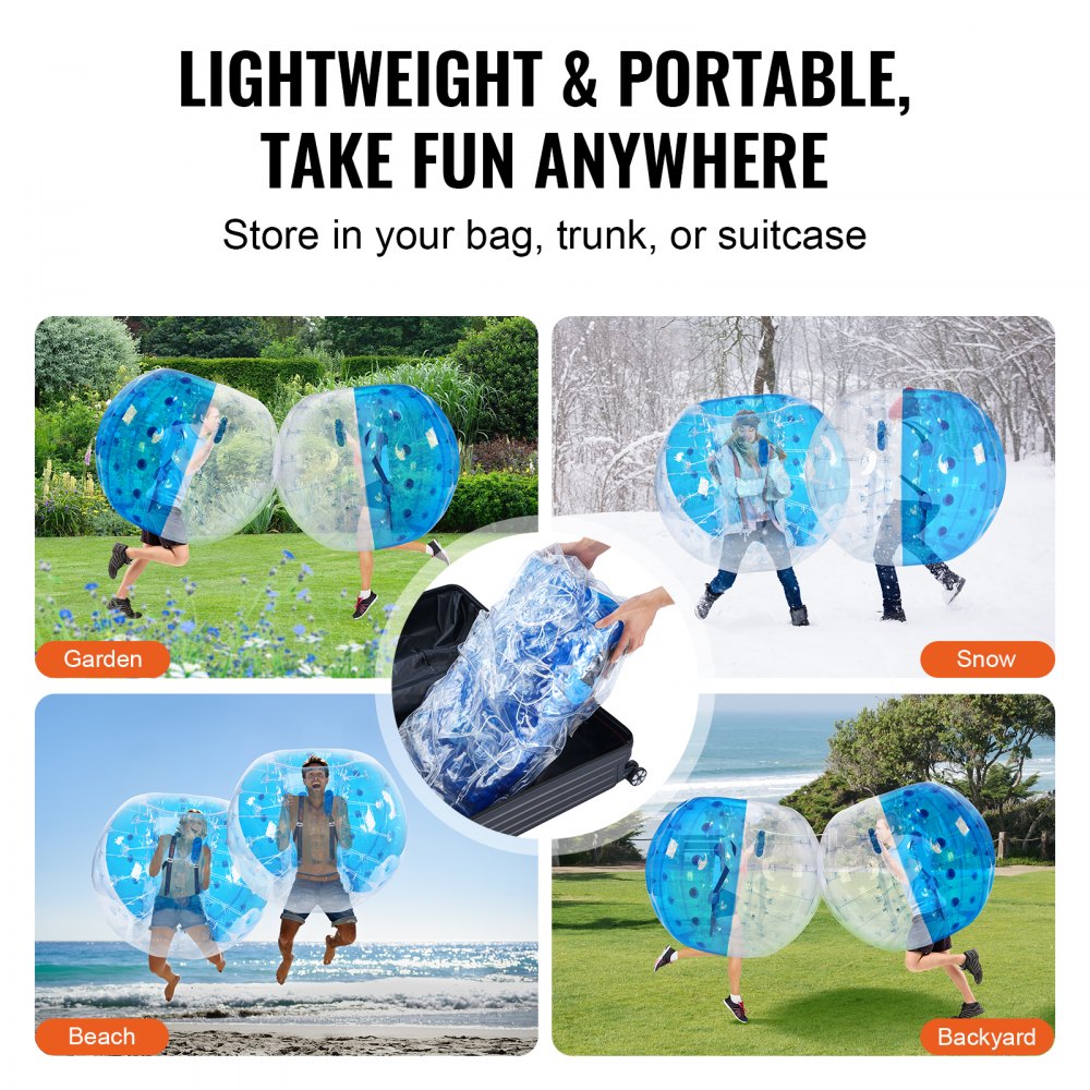 VEVOR Inflatable Bumper Ball 1-Pack, 5FT/1.5M Body Sumo Zorb Balls for Teen & Adult, 0.8mm Thick PVC Human Hamster Bubble Balls for Outdoor Team Gaming Play, Bumper Bopper Toys for Garden, Yard, Park