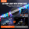VEVOR 2 PCS 4 FT Whip Light with Spring Base, Led Whip Light with APP & Remote Control, Waterproof 360° Spiral RGB Chasing Lighted Whips with 2 Flags, for UTVs, ATVs, Motorcycles, RZR, Can-am, Go-kart