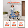 VEVOR Adult Tricycle 24 inch 7 Speed Trikes for Adult 3 Wheel Cruiser Bike, w/ Cargo Basket, Adjustable Seat, and Double-Wall Wheel Rims, Carbon Steel Shopping Tricycles for Women, Men, Senior (Blue)