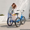 VEVOR Adult Tricycle 24 inch 7 Speed Trikes for Adult 3 Wheel Cruiser Bike, w/ Cargo Basket, Adjustable Seat, and Double-Wall Wheel Rims, Carbon Steel Shopping Tricycles for Women, Men, Senior (Blue)