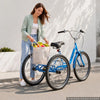 VEVOR Adult Tricycle 26 inch 7 Speed Trikes for Adult 3 Wheel Cruiser Bike, w/ Cargo Basket, Adjustable Seat, and Double-Wall Wheel Rims, Carbon Steel Shopping Tricycles for Women, Men, Senior (Blue)