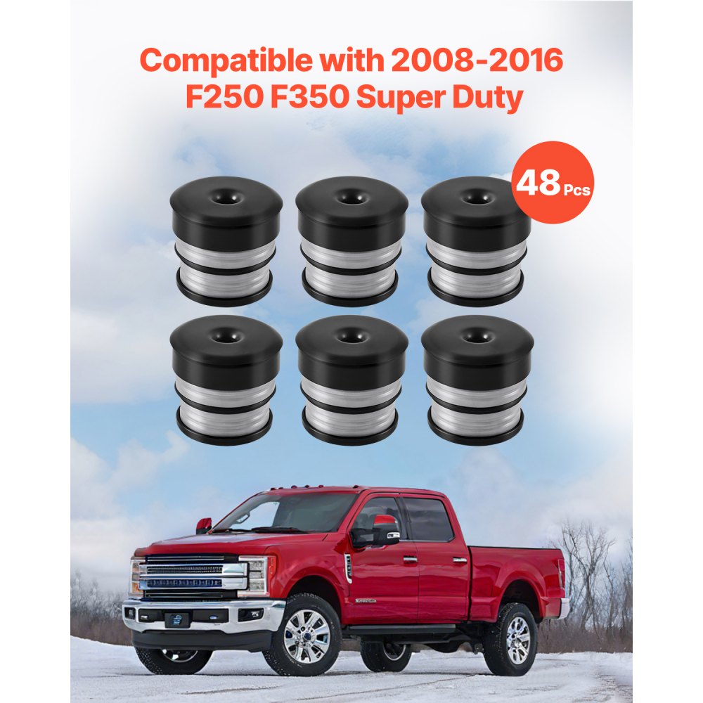 VEVOR Body Mount Bushing Kit, Compatible with 2008-2016 F250 F350 Super Duty, 48 PCS Silicone Body Mount Kit, Quick Replacement, Durable Components for Improving Bumpy Driving Performance, Gray
