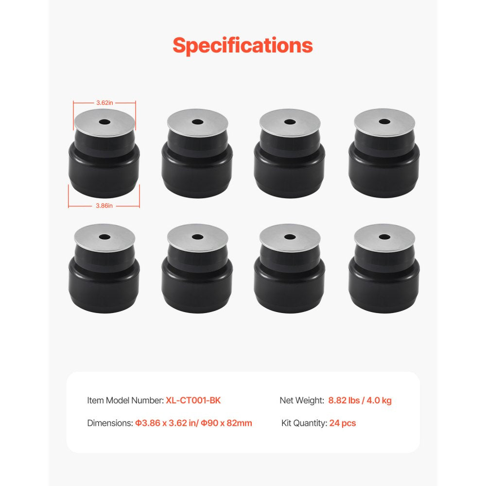 VEVOR Body Mount Bushing Kit, Compatible with 1999-2014 Chevy Silverado & Sierra 1500/2500, 24 PCS Polyurethane Body Mount Kit, Durable Components for Improving Bumpy Driving Performance, Black