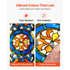 VEVOR Stained Glass Window Panel, 35.1" x 12.9" Tiffany Style Hanging Transom Window Panel with Chain, Large Horizontal Rectangle Stain Glass, Vintage Traditional Art Handcrafts for Kitchen Home Decor