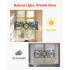 VEVOR Stained Glass Window Panel, 35.1" x 12.9" Tiffany Style Hanging Transom Window Panel with Chain, Large Horizontal Rectangle Stain Glass, Vintage Traditional Art Handcrafts for Kitchen Home Decor