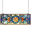 VEVOR Stained Glass Window Panel, 35.1" x 12.9" Tiffany Style Hanging Transom Window Panel with Chain, Large Horizontal Rectangle Stain Glass, Vintage Traditional Art Handcrafts for Kitchen Home Decor