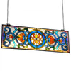 VEVOR Stained Glass Window Panel, 35.1" x 12.9" Tiffany Style Hanging Transom Window Panel with Chain, Large Horizontal Rectangle Stain Glass, Vintage Traditional Art Handcrafts for Kitchen Home Decor