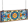 VEVOR Stained Glass Window Panel, 35.1" x 12.9" Tiffany Style Hanging Transom Window Panel with Chain, Large Horizontal Rectangle Stain Glass, Vintage Traditional Art Handcrafts for Kitchen Home Decor