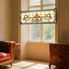 VEVOR Stained Glass Window Panel, 32" x 11" Tiffany Style Hanging Transom Window Panel with Chain, Large Horizontal Rectangle Stain Glass, Vintage Traditional Art Handcrafts for Kitchen Home Decor