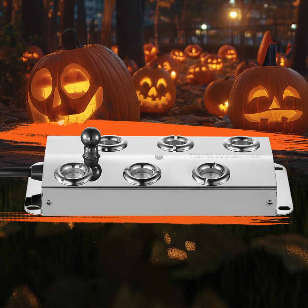 VEVOR Ultrasonic Mist Maker 6 Head, 4500mL/H Ultrasonic Fogger, Mist Maker with 165W IP67 Waterproof Power Supply, Buoy, Replacement Discs, for Pond, Garden, Rockery, Greenhouse, Halloween Decoration