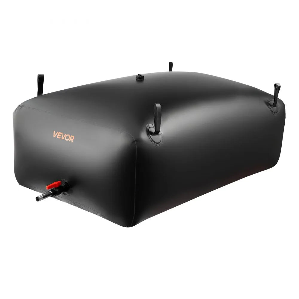 VEVOR Water Storage Bladder, 264.2 Gal Collapsible Water Storage Bag, Wear-Resistant 1000D PVC Soft Waters Bag, Leakproof Camping Tank Containers for Garden Irrigation RV Emergency Use, Black