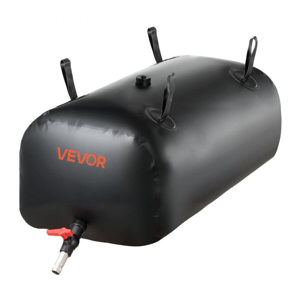 VEVOR Water Storage Bladder, 30 Gal Collapsible Water Storage Bag, Wear-Resistant 1000D PVC Soft Waters Bag, Leakproof Camping Tank Containers for Garden Irrigation RV Emergency Use, Black
