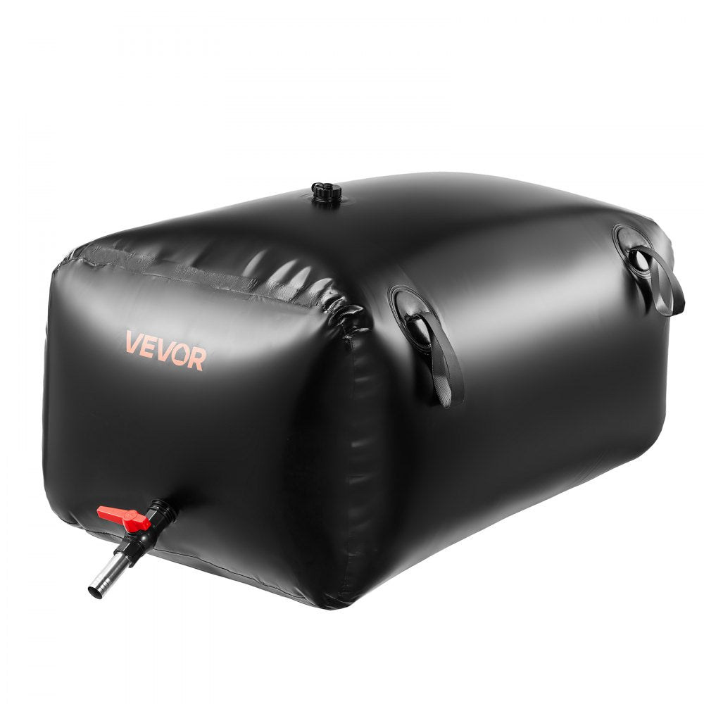 VEVOR Water Storage Bladder, 63.4 Gal Collapsible Water Storage Bag, Wear-Resistant 1000D PVC Soft Waters Bag, Leakproof Camping Tank Containers for Garden Irrigation RV Emergency Use, Black