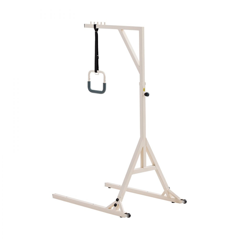 VEVOR Trapeze Bar for Bed Mobility, Height-Adjustable Bed Trapeze with 2 Casters, 350LBS Weight Capacity Heavy Duty Pull Up Trapeze Bar with Floor Stand for Elderly, Disabled, Bedridden Patients