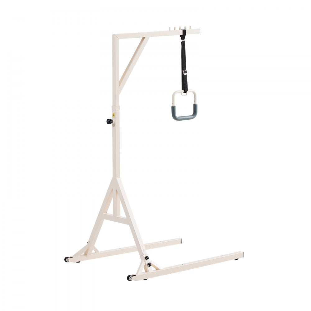 VEVOR Trapeze Bar for Bed Mobility, Height-Adjustable Bed Trapeze with 2 Casters, 350LBS Weight Capacity Heavy Duty Pull Up Trapeze Bar with Floor Stand for Elderly, Disabled, Bedridden Patients