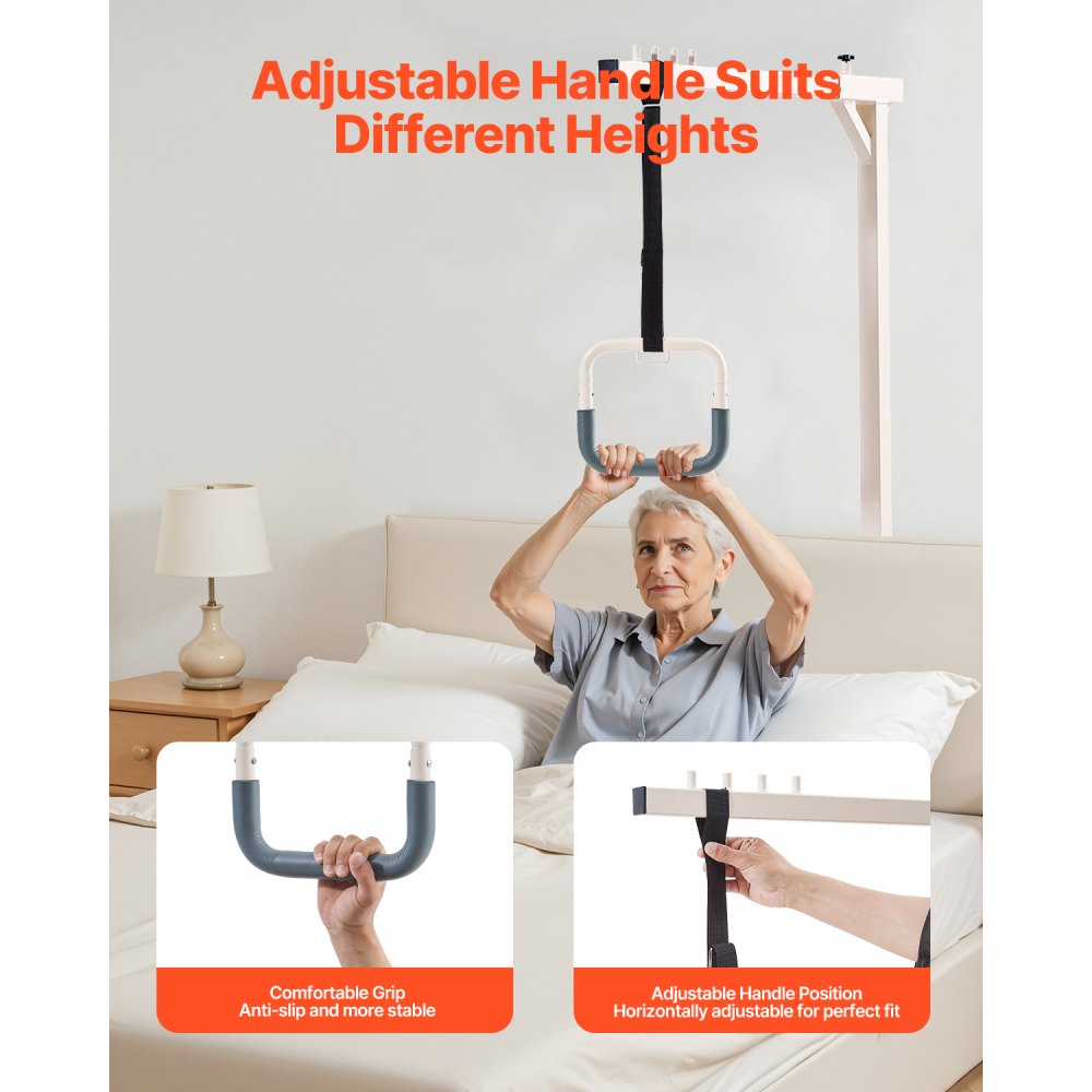 VEVOR Trapeze Bar for Bed Mobility, Heavy-Duty Steel Free Standing Trapeze Bar 250 LBS Weight Capacity, Hospital Bed Pull Up Assist for Elderly & Disabled, Ideal for Hospitals, Nursing Home, Home Care