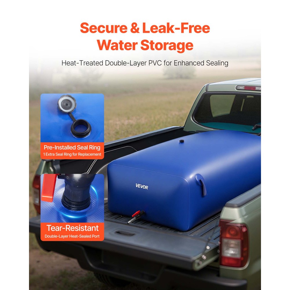 VEVOR Water Storage Bladder 264.2 Gallon Large Capacity Water Bag, Portable & Collapsible Soft Waters Container, Leakproof & Tear-Resistant PVC Emergency Waters Storage Tank for RV Truck & Outdoor Use