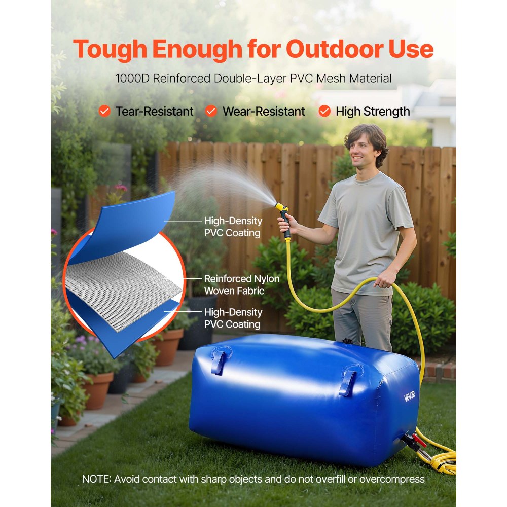 VEVOR Water Storage Bladder 63.4 Gallon Large Capacity Water Bag, Portable & Collapsible Soft Waters Container, Leakproof & Tear-Resistant PVC Emergency Waters Storage Tank for RV Truck & Outdoor Use