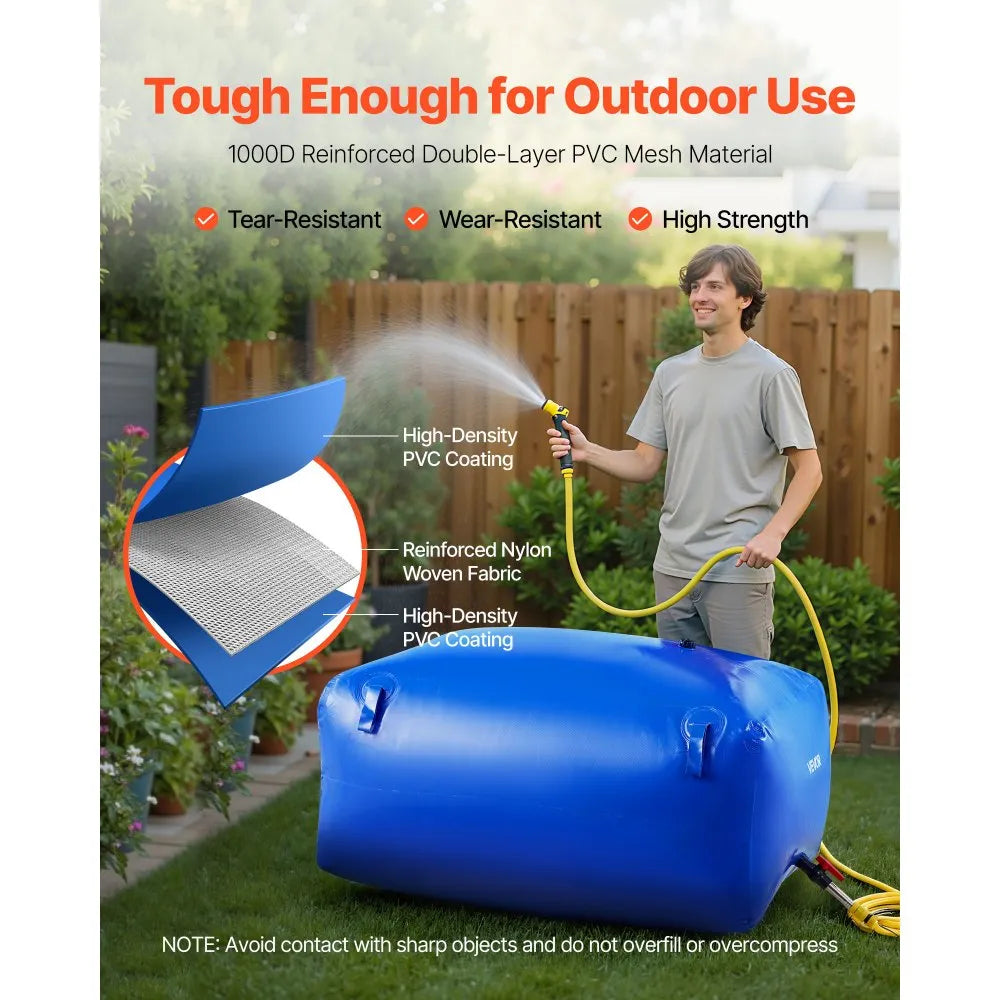 VEVOR Water Storage Bladder 105.7 Gallon Large Capacity Water Bag, Portable & Collapsible Soft Waters Container, Leakproof & Tear-Resistant PVC Emergency Waters Storage Tank for RV Truck & Outdoor Use