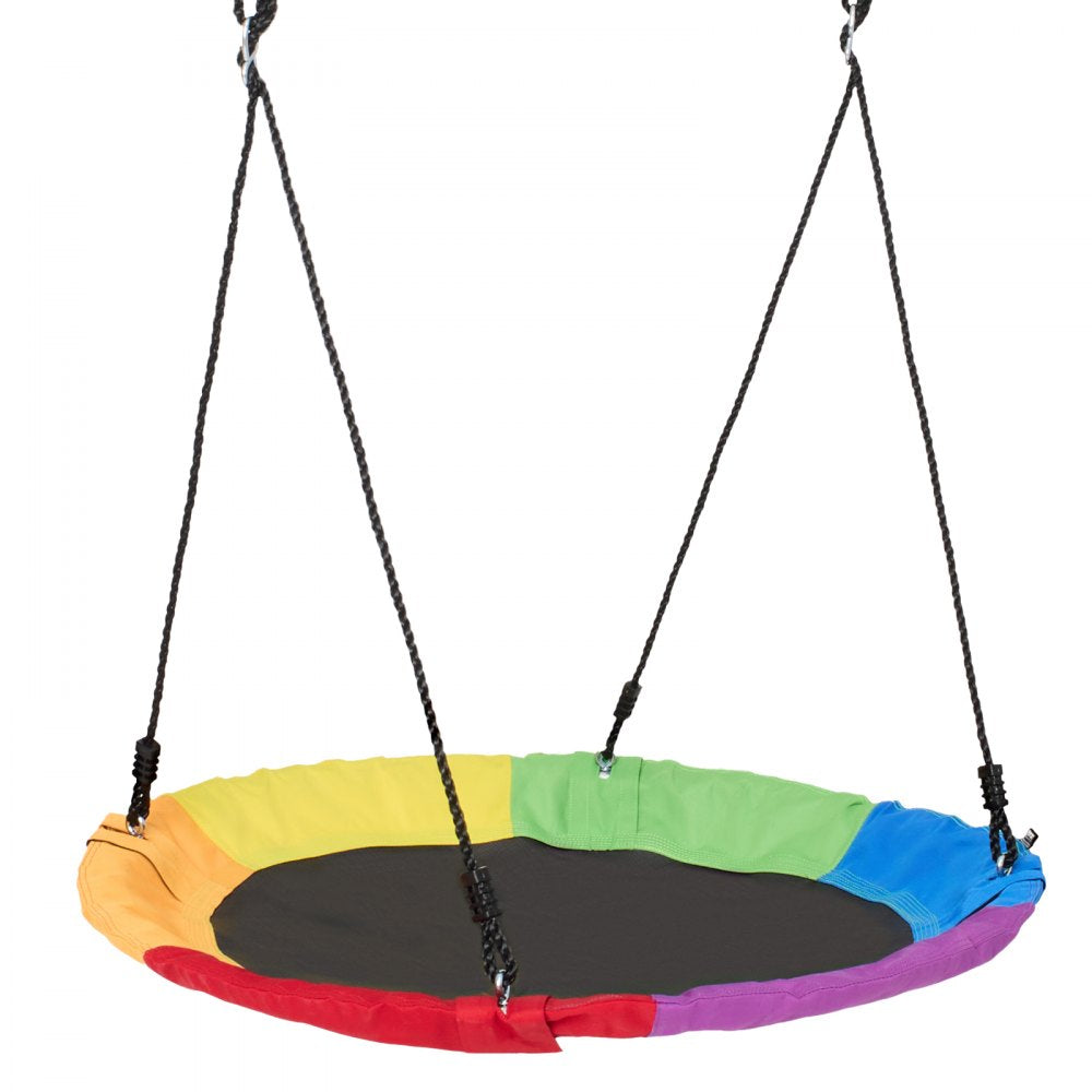 VEVOR Tree Swing, 40 Inch Saucer Swing, 750lbs Weight Capacity, 900D Oxford Fabric Swing Seat with 2 Tree Hanging Straps and Adjustable Multi-Strand Ropes, Round Swing for Kids Outdoor, Multicolor