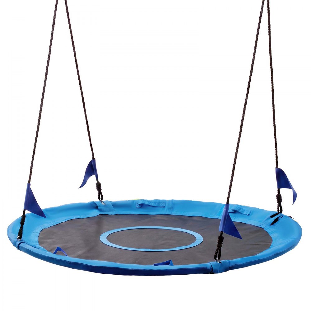 VEVOR Tree Swing 60" Saucer Swing for Kids & Adults 700 lbs Weight Capacity, for Backyard Outdoor & Indoor, 360° Rotation, 900D Oxford Fabric Round Seat with 2 Hanging Straps & Adjustable Ropes, Blue