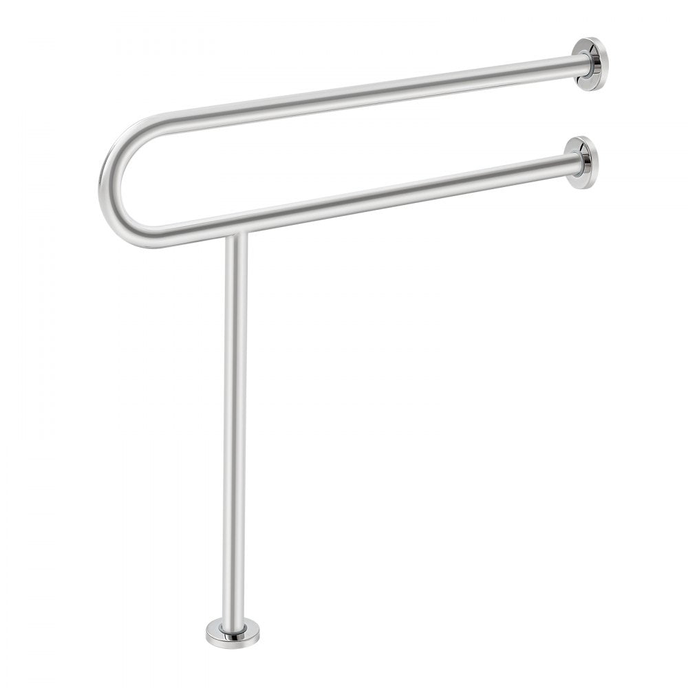 VEVOR Toilet Safety Rail, 31.5 Inch U-Shaped Handicap Grab Bar, 304 Stainless Steel Senior Safety Pole, Toilet Grab Bars with Anti-Slip Handle, 300 Lbs Load Capacity Security Handrail with Support Leg