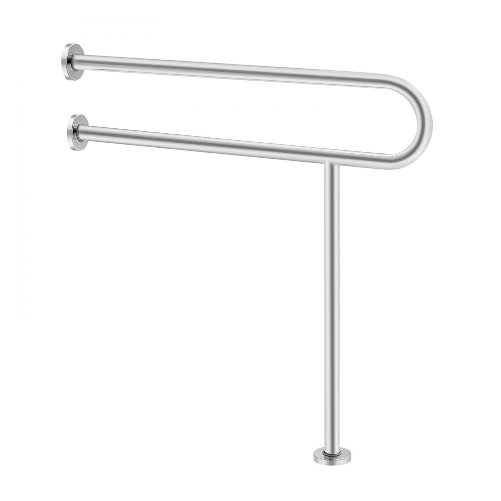 VEVOR Toilet Safety Rail, 31.5 Inch U-Shaped Handicap Grab Bar, 304 Stainless Steel Senior Safety Pole, Toilet Grab Bars with Anti-Slip Handle, 300 Lbs Load Capacity Security Handrail with Support Leg