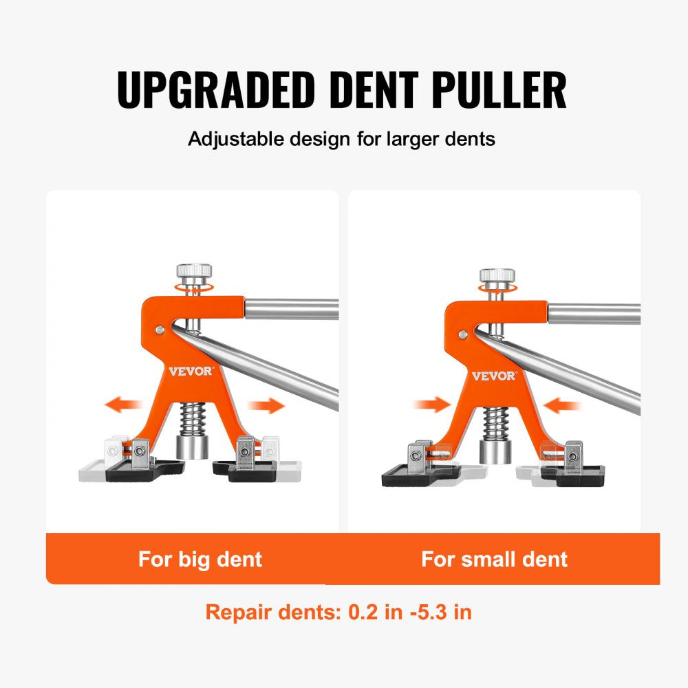 VEVOR 56 PCS Dent Removal Kit, Paintless Dent Repair Kit with Golden Lifter, Bridge Puller, Car Dent Puller with Puller Tabs, Hot Glue Gun for Auto Body Dents, Hail Damage, Door Ding