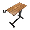 VEVOR Overbed Table, Mobile Bed Side Table with 4 Wheels, Electric Lifting with Upgrade Button, Rolling Laptop Desk with Cup Holder, Height Adjustable Overbed Desk for Home, Office, Study, Wood+Black